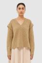 Claudia Merino Wool Cable V Neck Knit