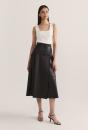 Aria Leather Wrap Midi Skirt