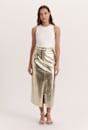 Quinn Faux Leather Metallic Midi Skirt