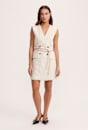 Dharma Pinstripe Wrap Mini Dress