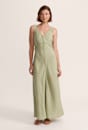 Lila Linen V Neck Midi Dress