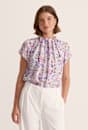 Periwinkle Silk Short Sleeve Top