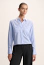Riley Striped Long Sleeve Cropped Shirt