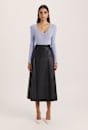 Aria Leather Wrap Midi Skirt