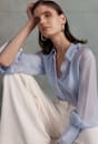 Ash Silk Chiffon Cropped Shirt