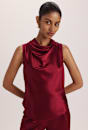Sallee Satin Cowl Neck Top