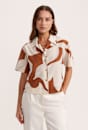 Tyler Silk Cotton Short Sleeve Cropped Shirt