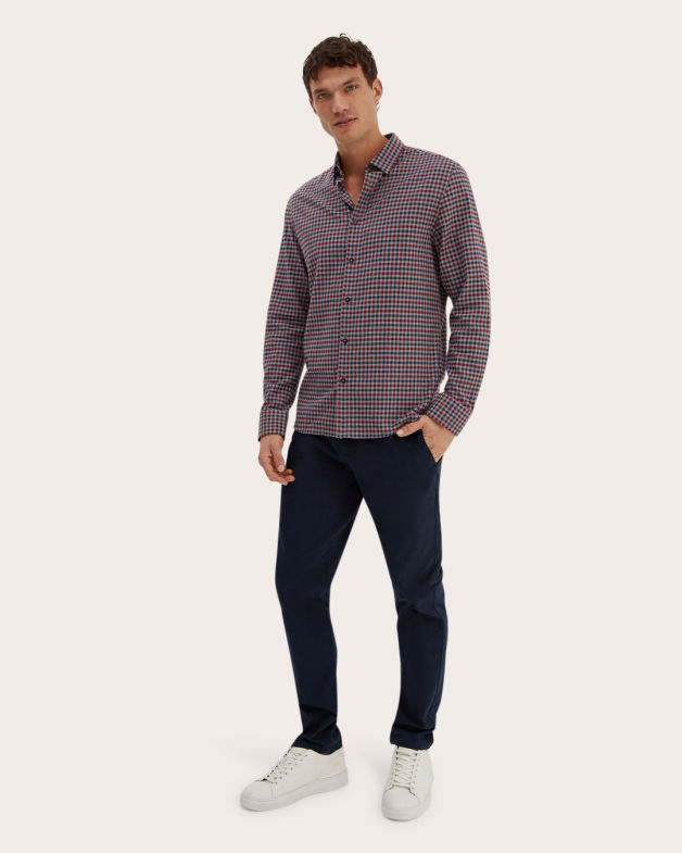 Ruben Long Sleeve Classic Check Shirt in Red/Blue