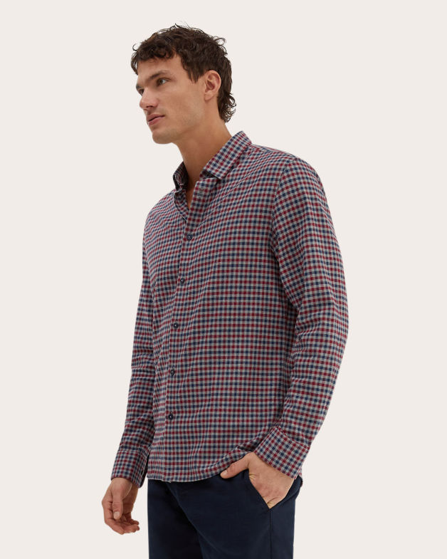 Ruben Long Sleeve Classic Check Shirt in Red/Blue