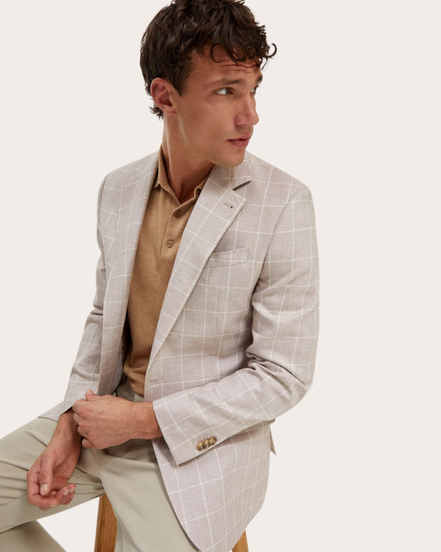 Juan Check Suit Jacket in LIGHT BROWN