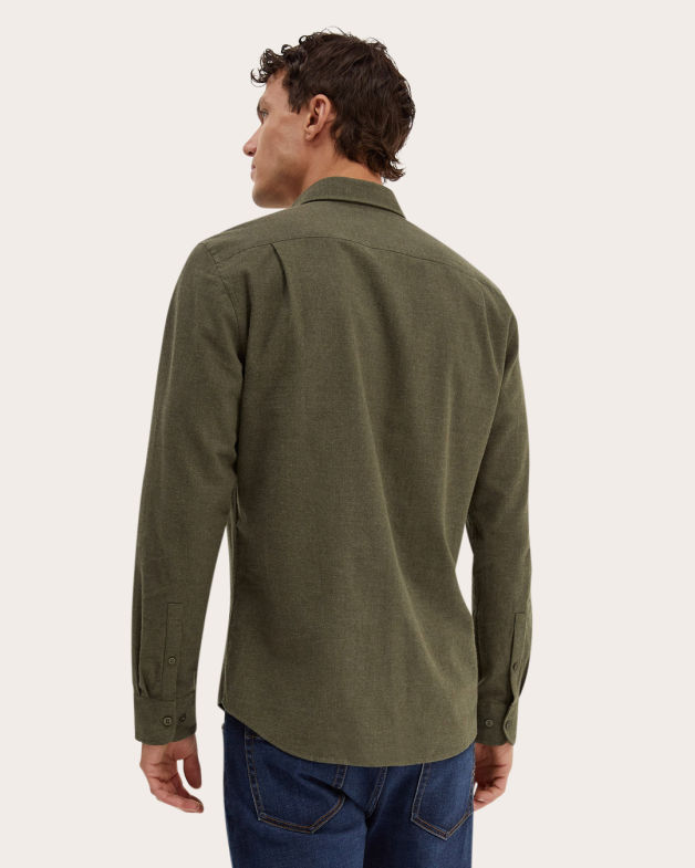 Zaine Long Sleeve Classic Brushed Shirt in FERN