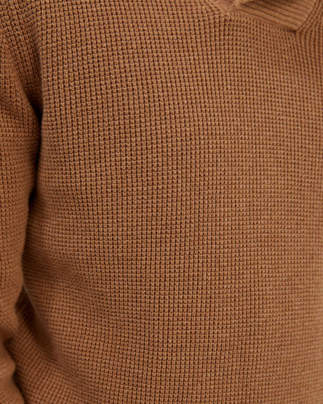 Angus Shawl Neck Knit in CAMEL MELANGE