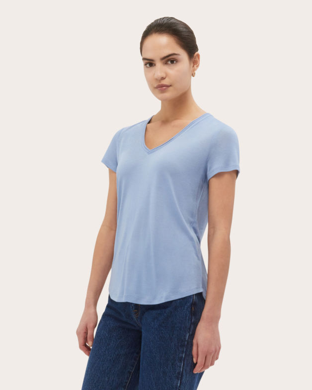 Antonia V Neck Tee in AIRFORCE BLUE