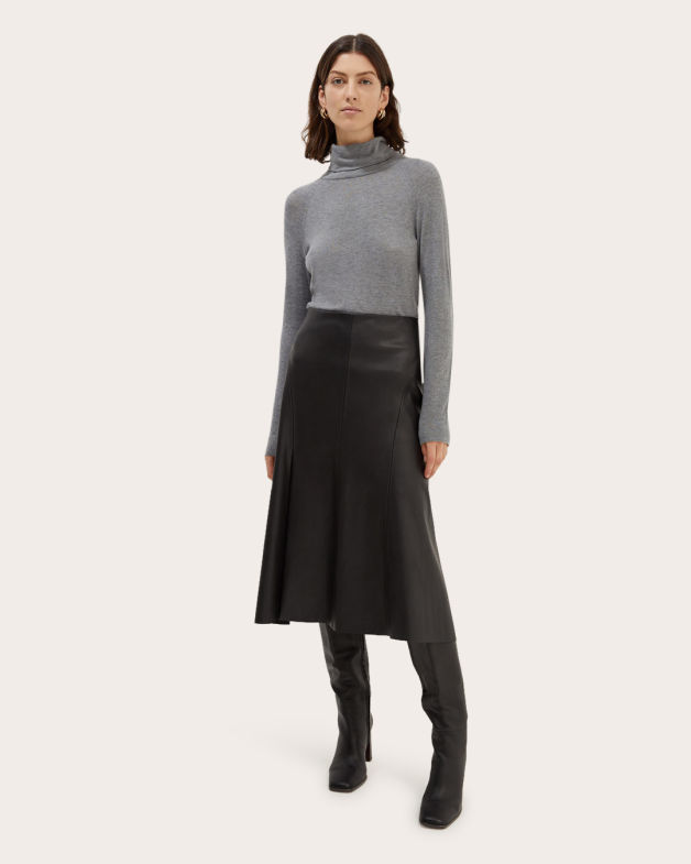 Laura Cashmere Blend Turtleneck Knit in CHARCOAL