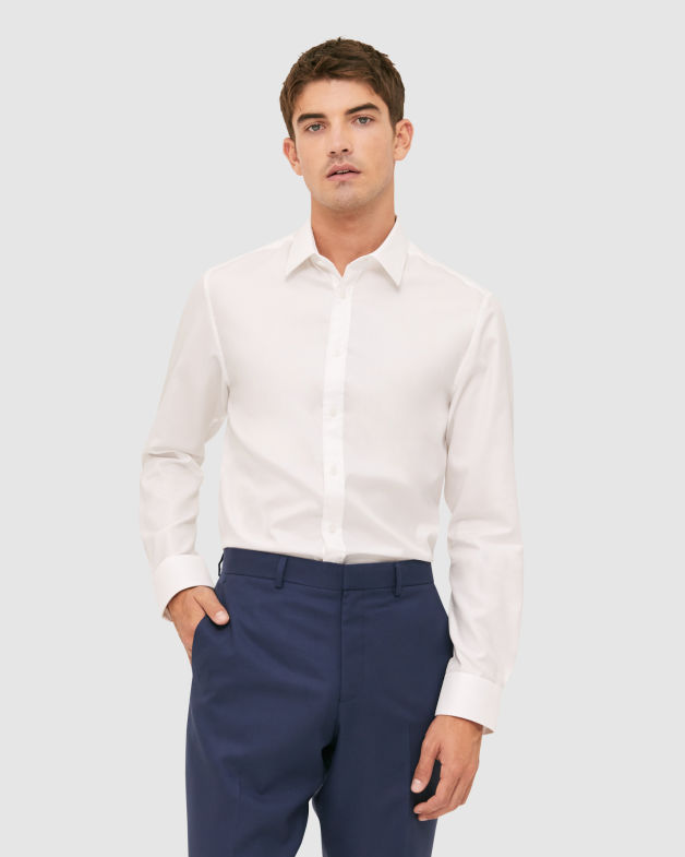 Carter Long Sleeve Classic Shirt in WHITE