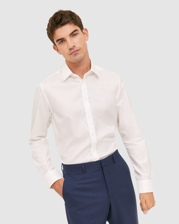 Carter Long Sleeve Classic Shirt in WHITE