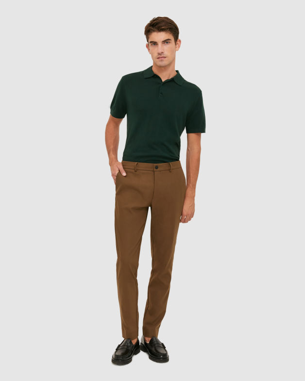 Miramar Cotton Wool Knit Polo in FOREST