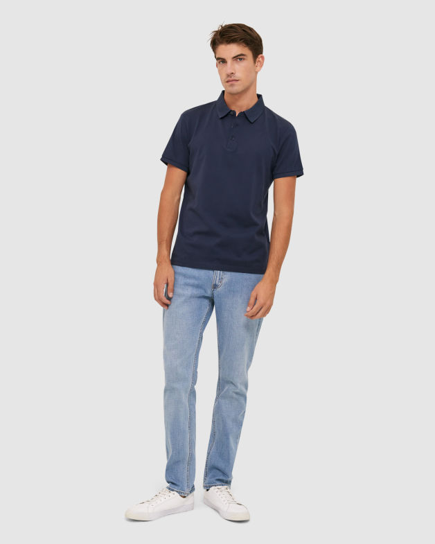 Liam Double Mercerised Polo in ULTRA NAVY