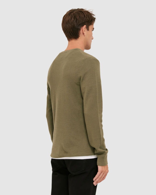 Samuel Wool Blend Crew Neck Knit in SOFT KHAKI