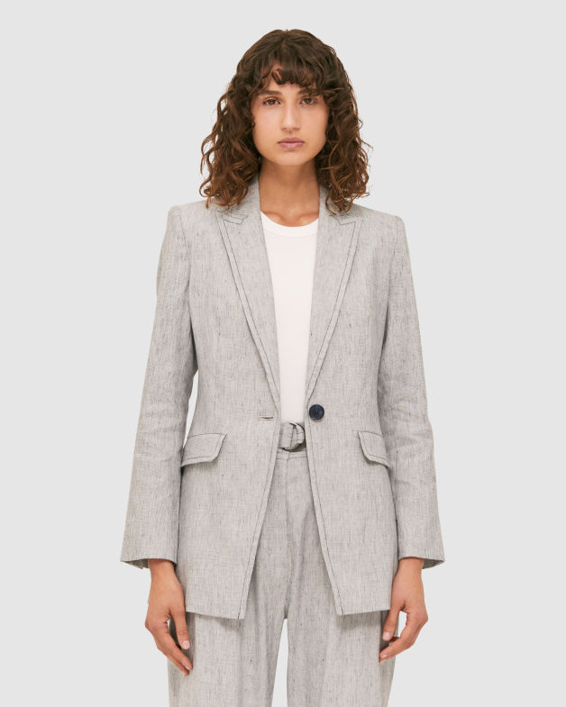 Janie Linen Suit Jacket in NAVY MELANGE
