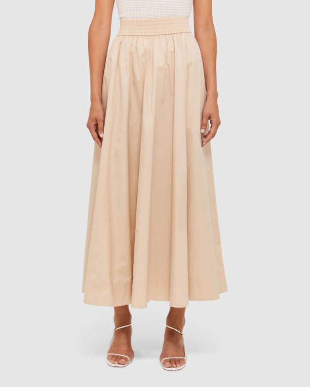 Keira Cotton Maxi Skirt in BLONDE GRAIN