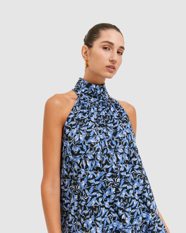Daniella Cotton Halter Mini Dress in MULTI