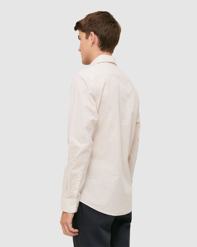 Alton Long Sleeve Classic Check Shirt in OATMEAL