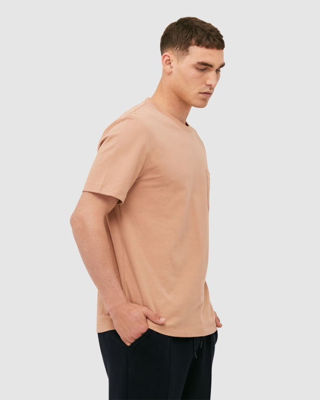 Otto Short Sleeve Stripe Linen Tee in COPPER