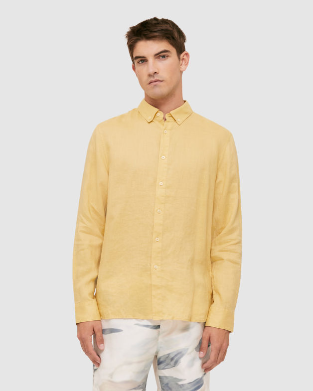 Noah Lightweight Linen Shirt in MUSTARD