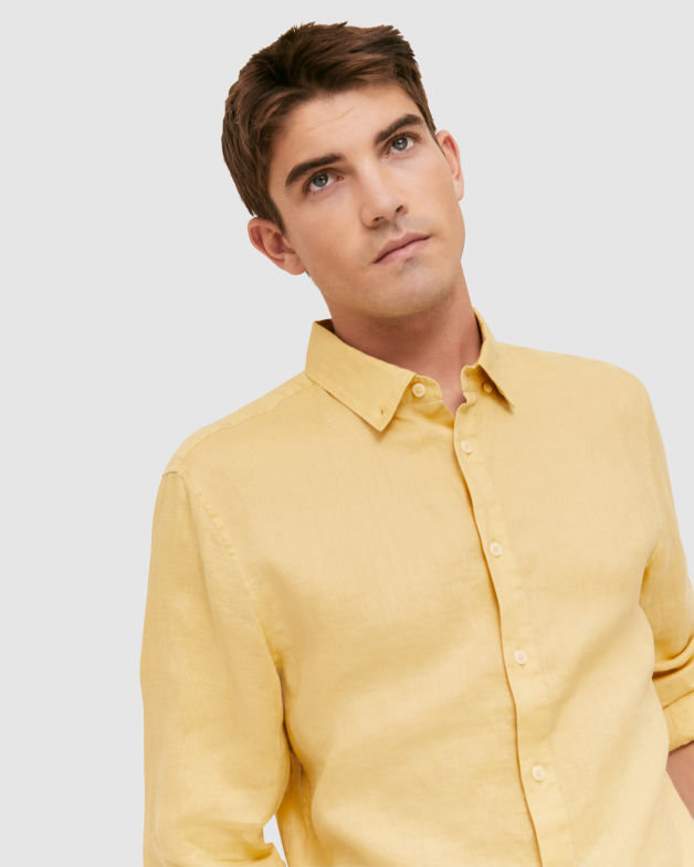 Noah Lightweight Linen Shirt in MUSTARD