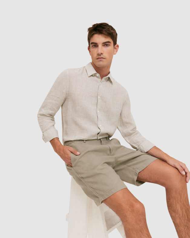 Luca Linen Short in GRAPHITE