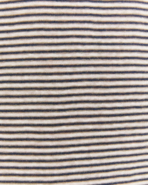 Otto Short Sleeve Stripe Linen Tee in MULTI WHITE