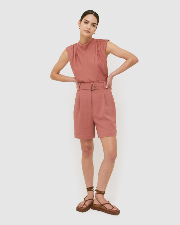 Lillian Gathered Tank Top in RASPBERRY