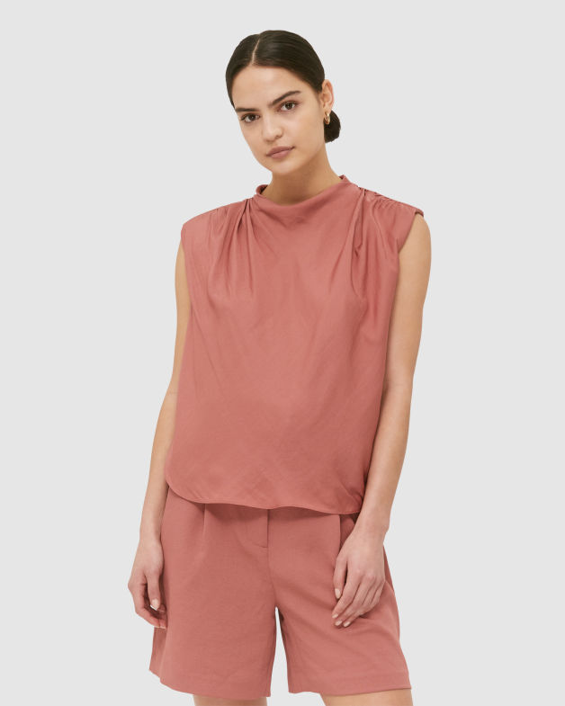Lillian Gathered Tank Top in RASPBERRY
