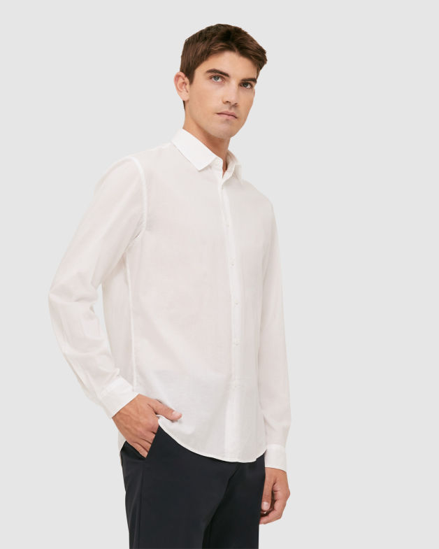 Jay Long Sleeve Voile Shirt in WHITE