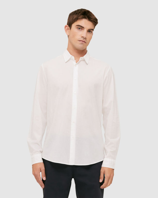 Jay Long Sleeve Voile Shirt in WHITE