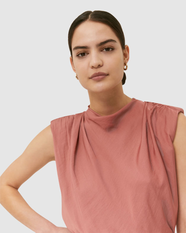Lillian Gathered Tank Top in RASPBERRY