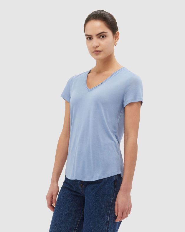Antonia V Neck Tee in AIRFORCE BLUE