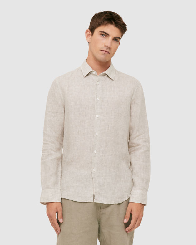 Anderson Classic Yarn Dyed Linen Shirt in GRAPHITE