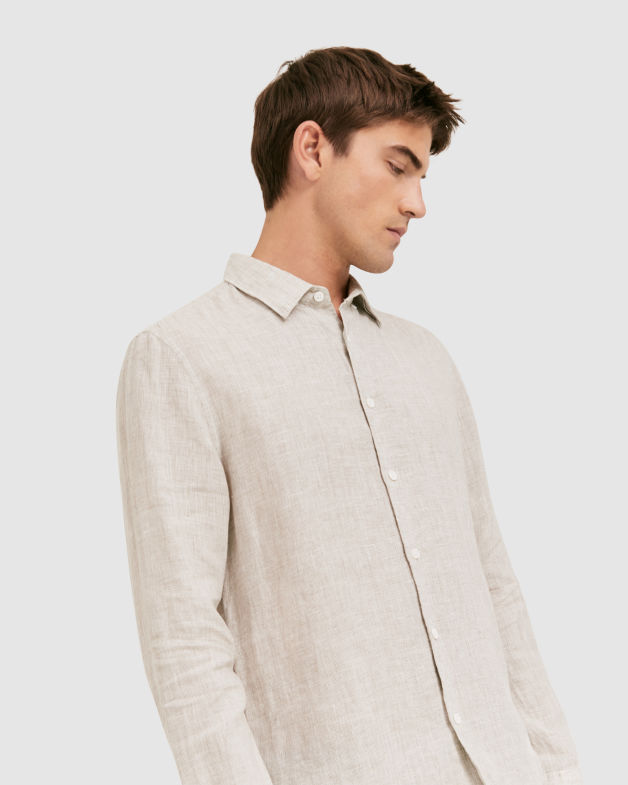 Anderson Classic Yarn Dyed Linen Shirt in GRAPHITE