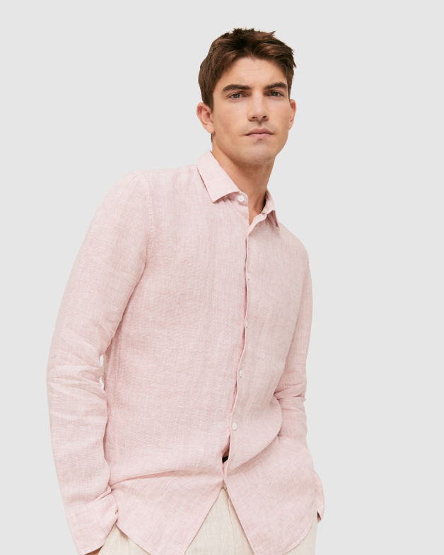 Anderson Classic Yarn Dyed Linen Shirt in CLAY
