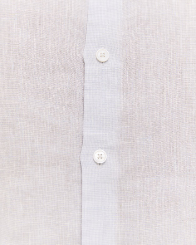 Anderson Long Sleeve Classic Linen Shirt in STORM BLUE