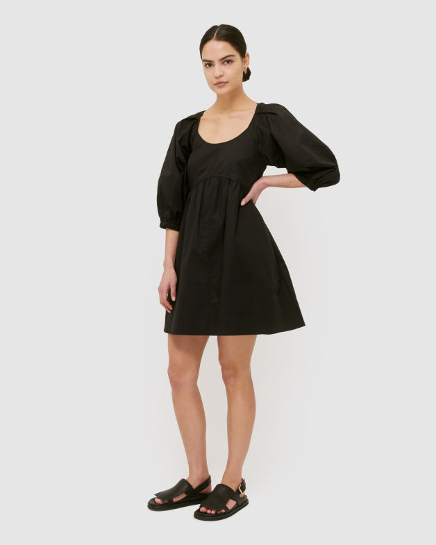 Keira Cotton Mini Dress in BLACK