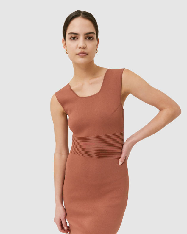 Amara Milano Square Neck Dress in CLAY