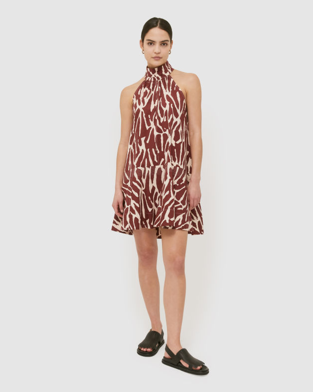 Niah Cotton Halter Mini Dress in MULTI