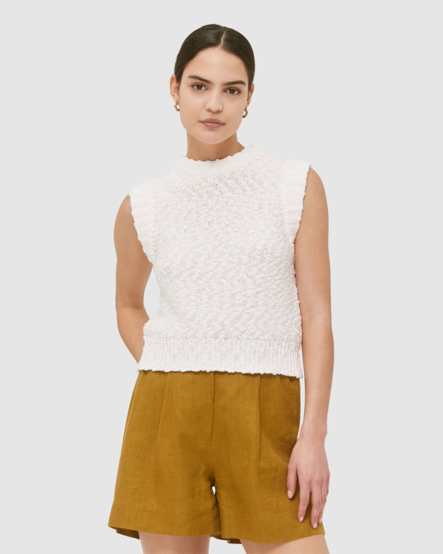 Milly Slub Knit Tank in OFF WHITE