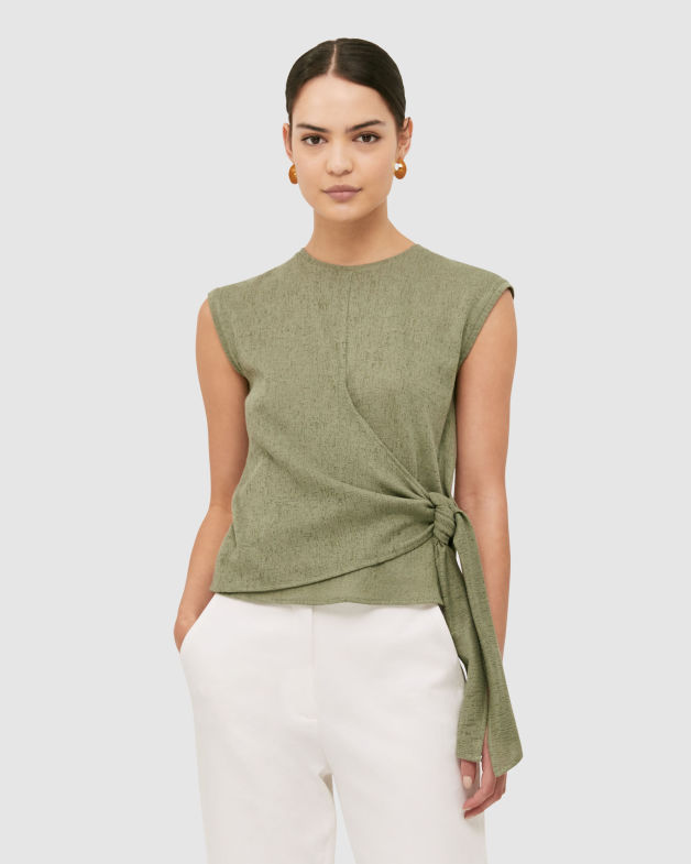 Lulu Wrap Top in SEAWEED