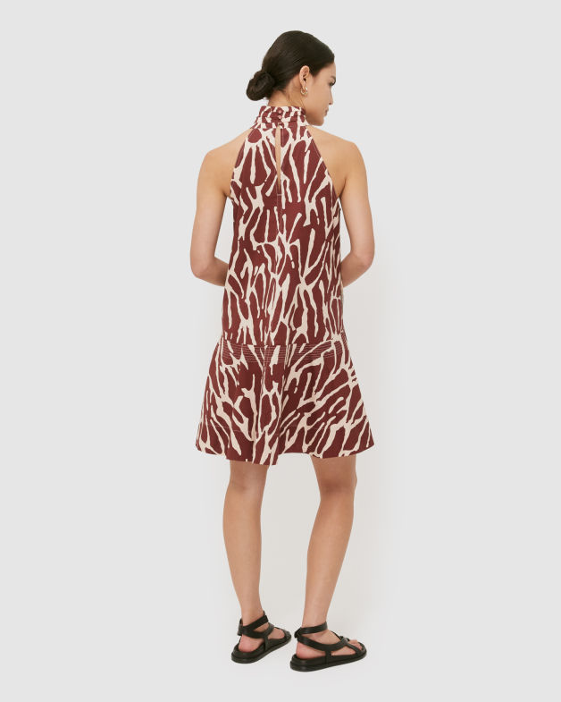 Niah Cotton Halter Mini Dress in MULTI