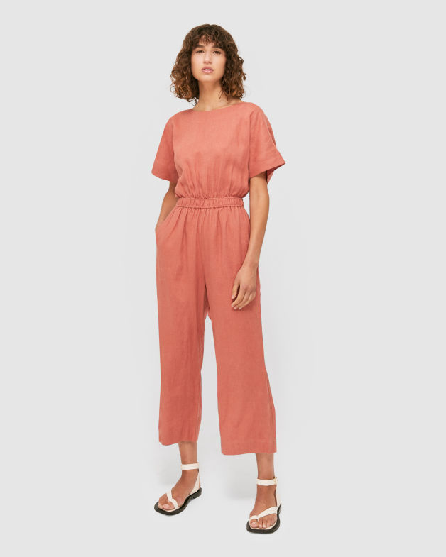 Lila Linen Jumpsuit in STRAWBERRY