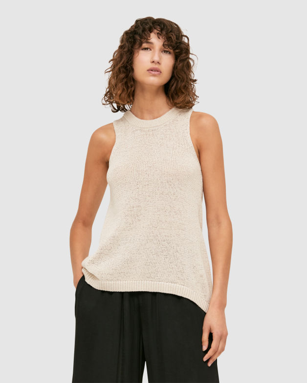 Tina Tape Yarn Knit Tank in STRING